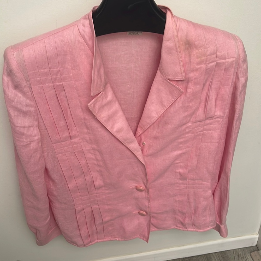 Designer vintage  couture 1990s Valentino bubblegum linen jacket top